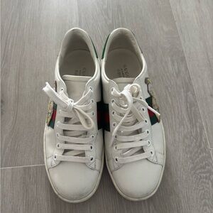 Gucci White Sneakers with Red and Green Stripes